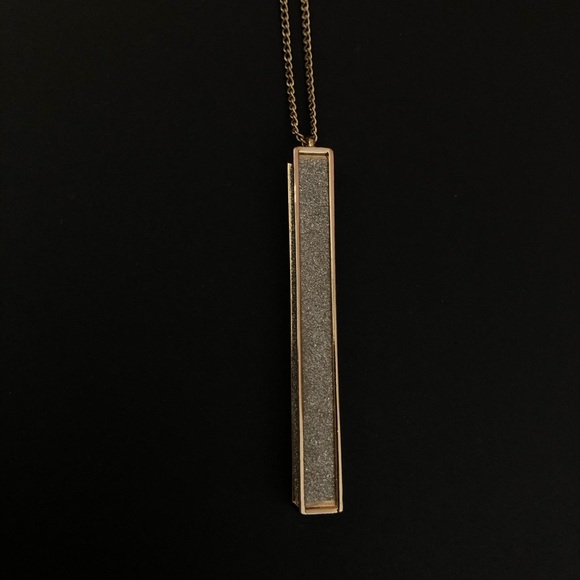 Rectangle Diamond Gold Necklace - Picture 2 of 4